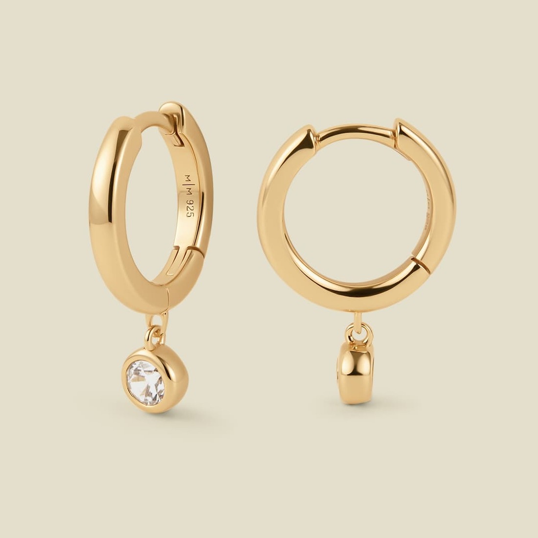 CZ poppy drop hoop earrings