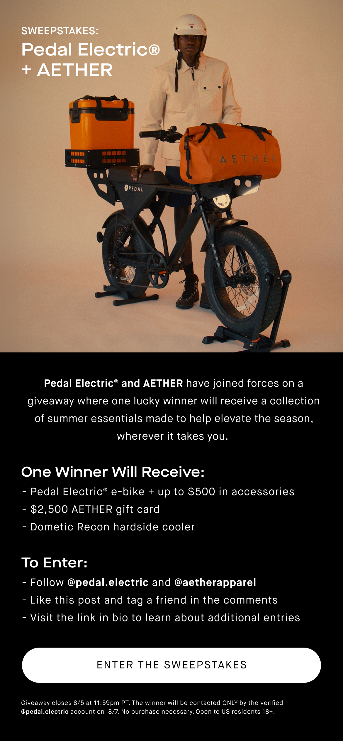 Links to Pedal Electric + AETHER sweepstakes page