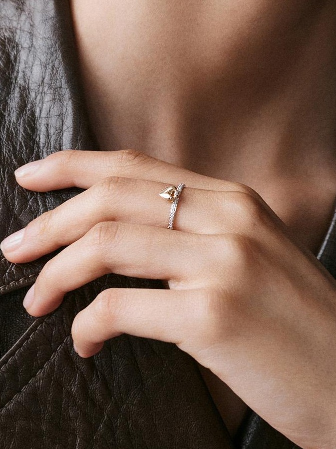 Diamond Heart Knocker Ring