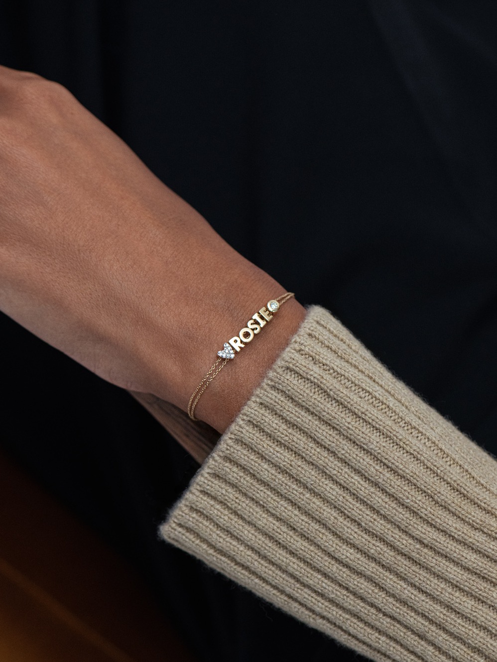 Diamond Heart Cord Bracelet