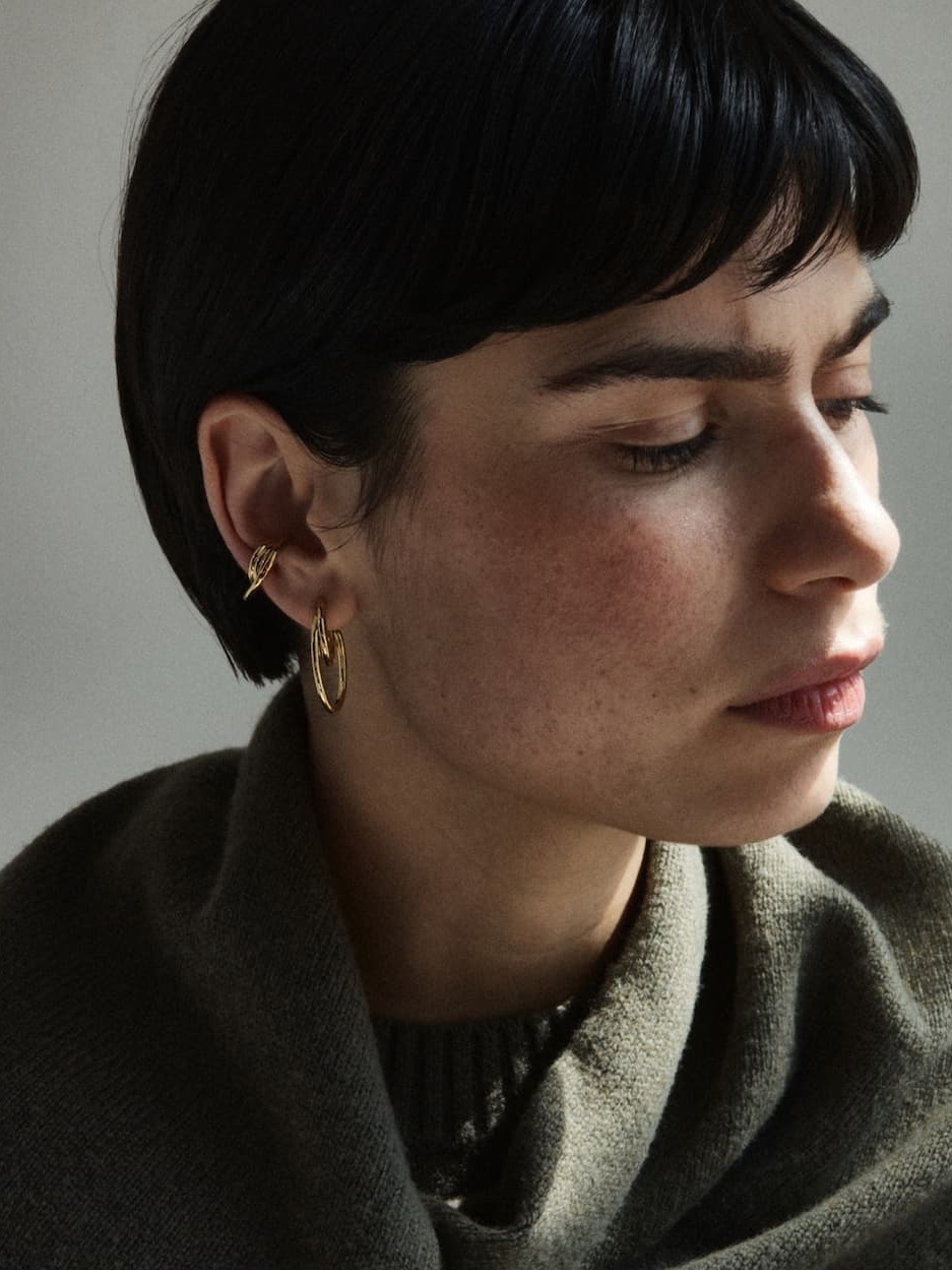 Loom ear cuff and earrings