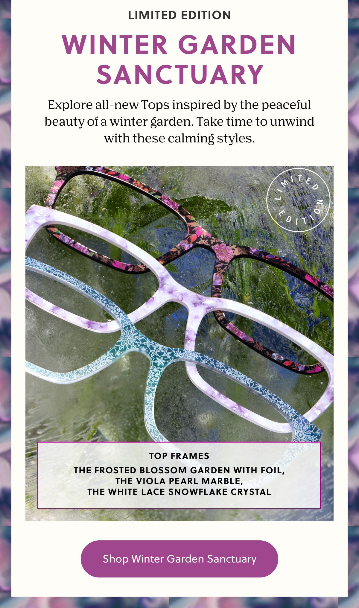 Limited Edition | Winter Garden Sanctuary | Explore all-new Tops inspired by the peaceful beauty of a winter garden. Take time to unwind with these calming styles. | Shop Winter Garden Sanctuary