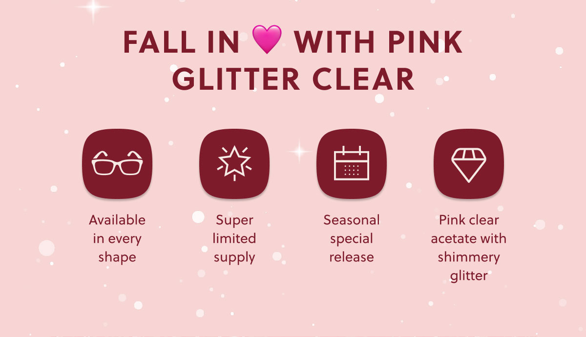 Fall in 🩷 With Pink Glitter Clear