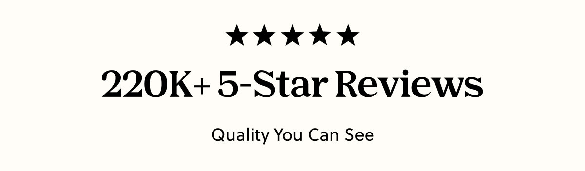 220K+ 5-Star Reviews | Quality You Can See