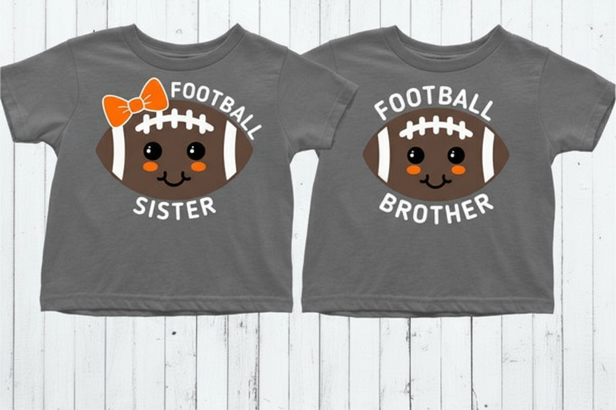 an image of two football shirts with a football and bow on them
