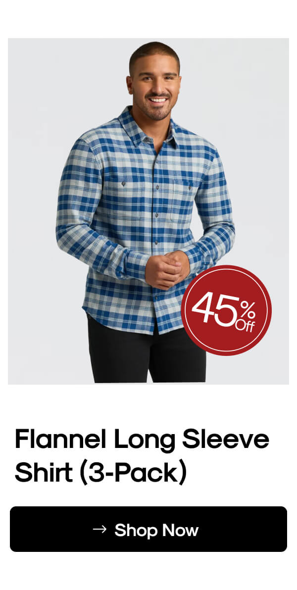 Flannel Long Sleeve Shirt (3‑Pack)