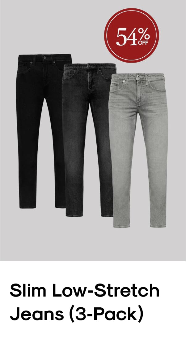Slim Low‑Stretch Jeans (3‑Pack)