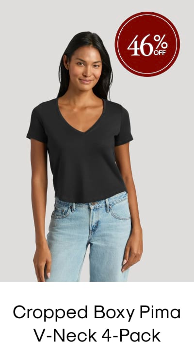 Cropped Boxy Pima V‑Neck 4‑Pack