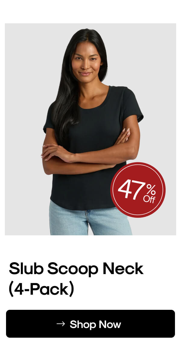 Slub Scoop Neck (4‑Pack)