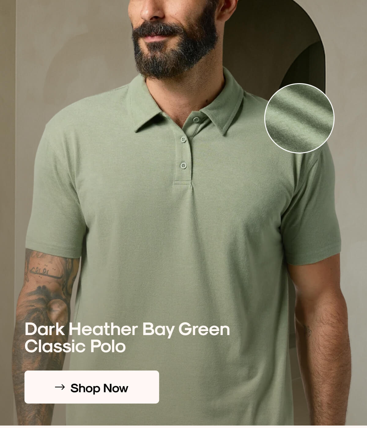 Dark Heather Bay Green Classic Polo