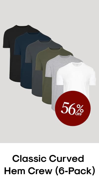 Classic Curved Hem Crew Neck (6‑Pack)
