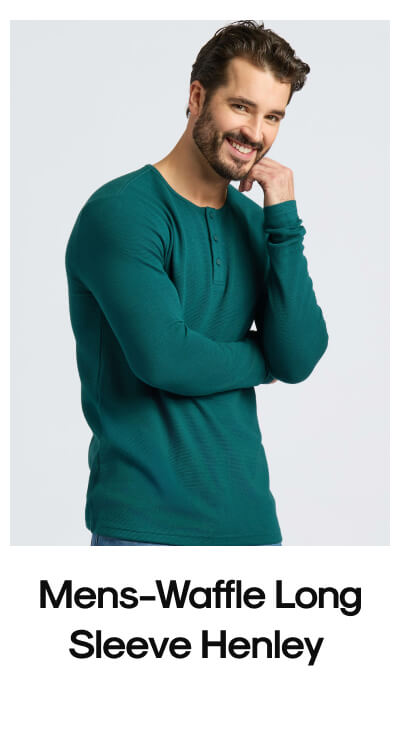 Mens-Waffle Long Sleeve Henley