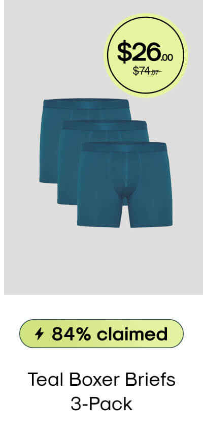 Teal Boxer Briefs 3‑Pack