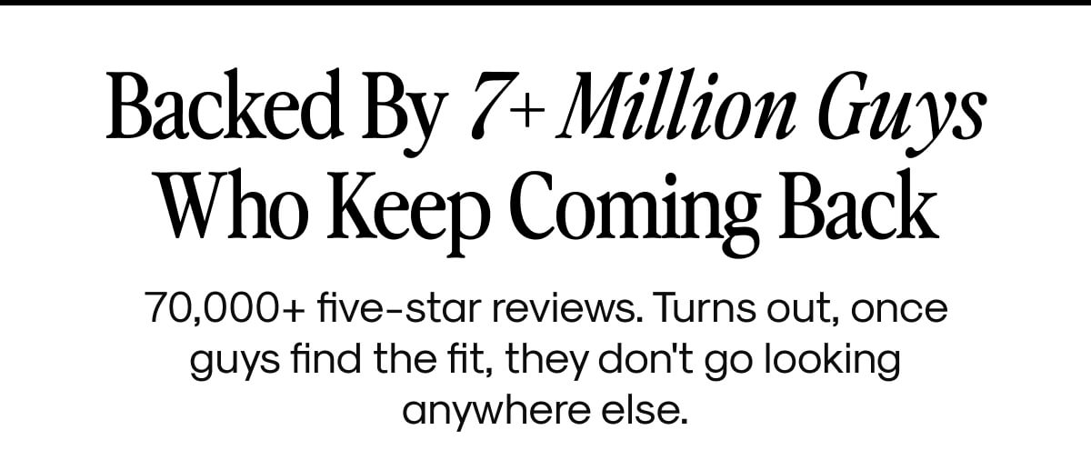 Backed By 7+ Million Guys Who Keep Coming Back