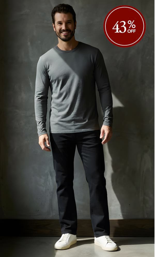 Charcoal Heather Gray Classic Long Sleeve Crew Neck