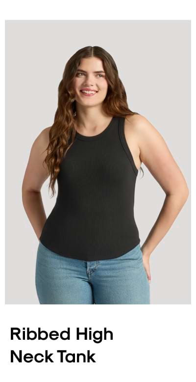 Ribbed High Neck Tank