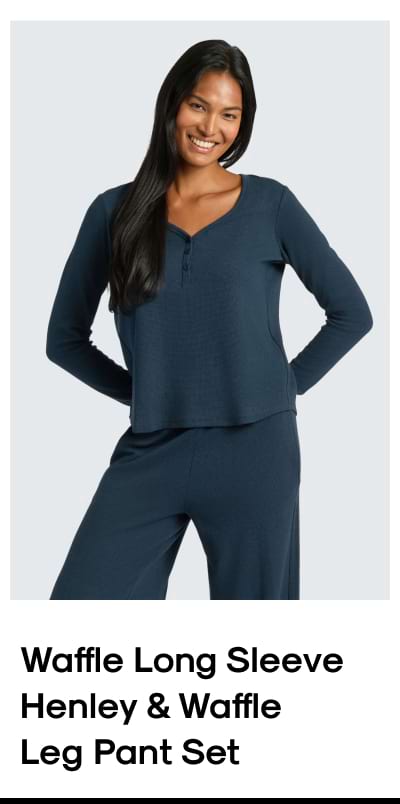 Waffle Long Sleeve Henley & Waffle Leg Pant Set