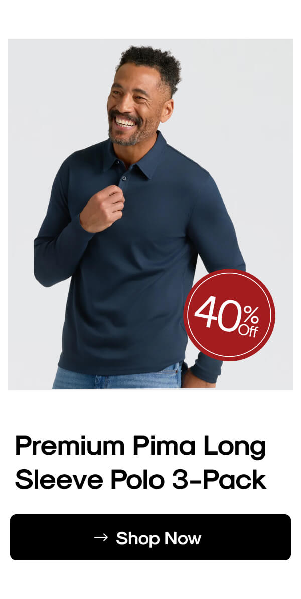 Premium Pima Long Sleeve Polo 3‑Pack
