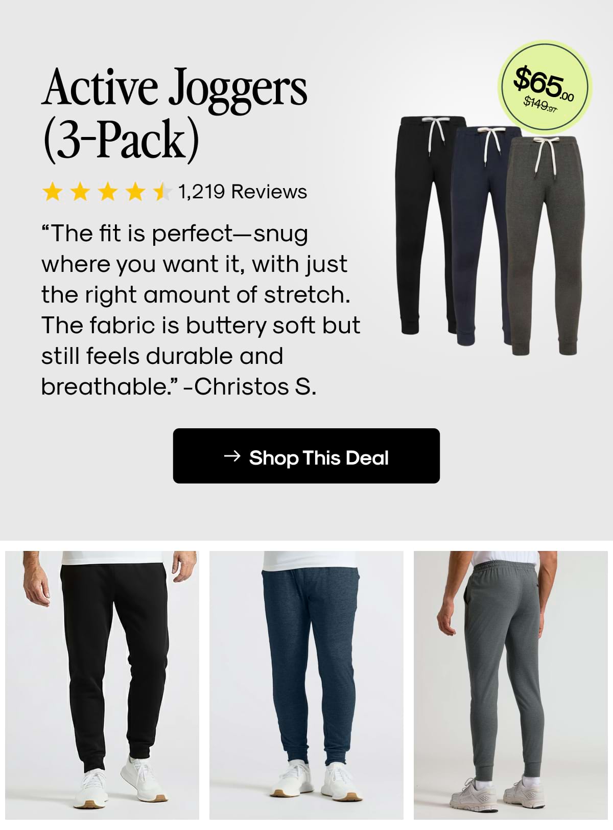 Active Joggers 3‑Pack