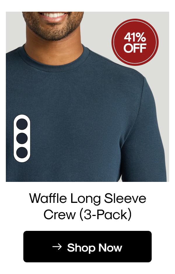 Waffle Long Sleeve Crew Neck (3‑Pack)