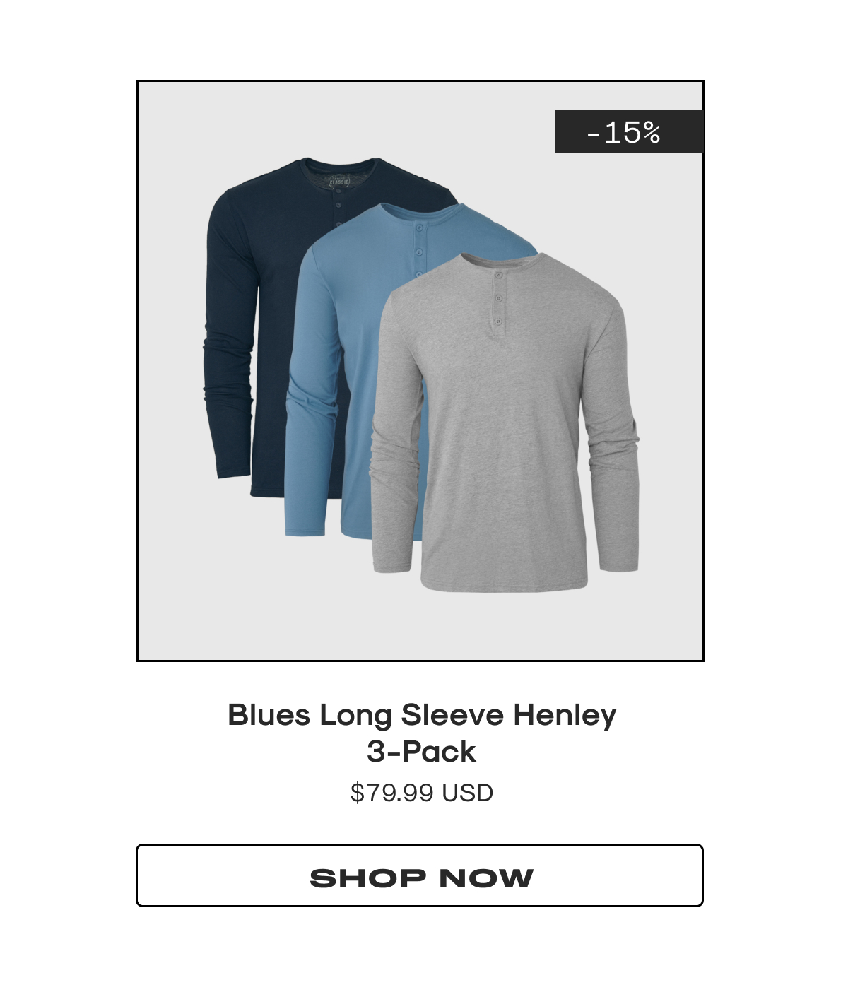 blues long sleeve henley pack