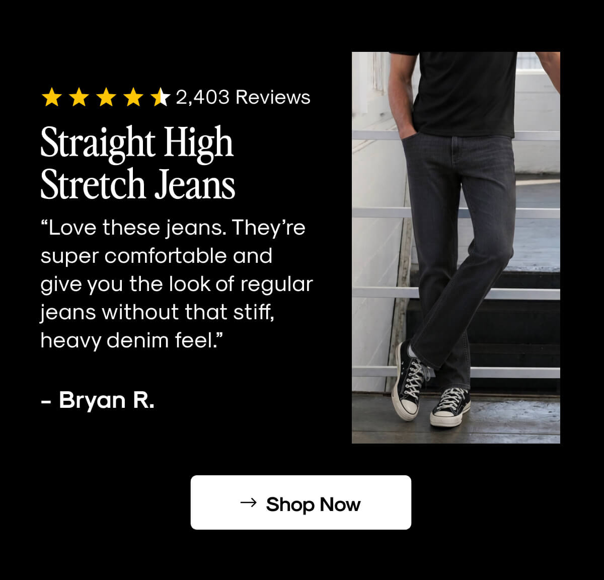 Straight High‑Stretch Jeans