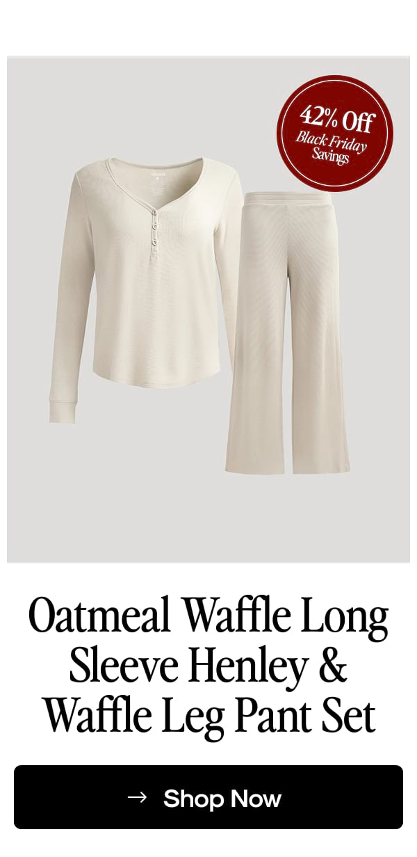 Oatmeal Waffle Long Sleeve Henley & Waffle Leg Pant Set