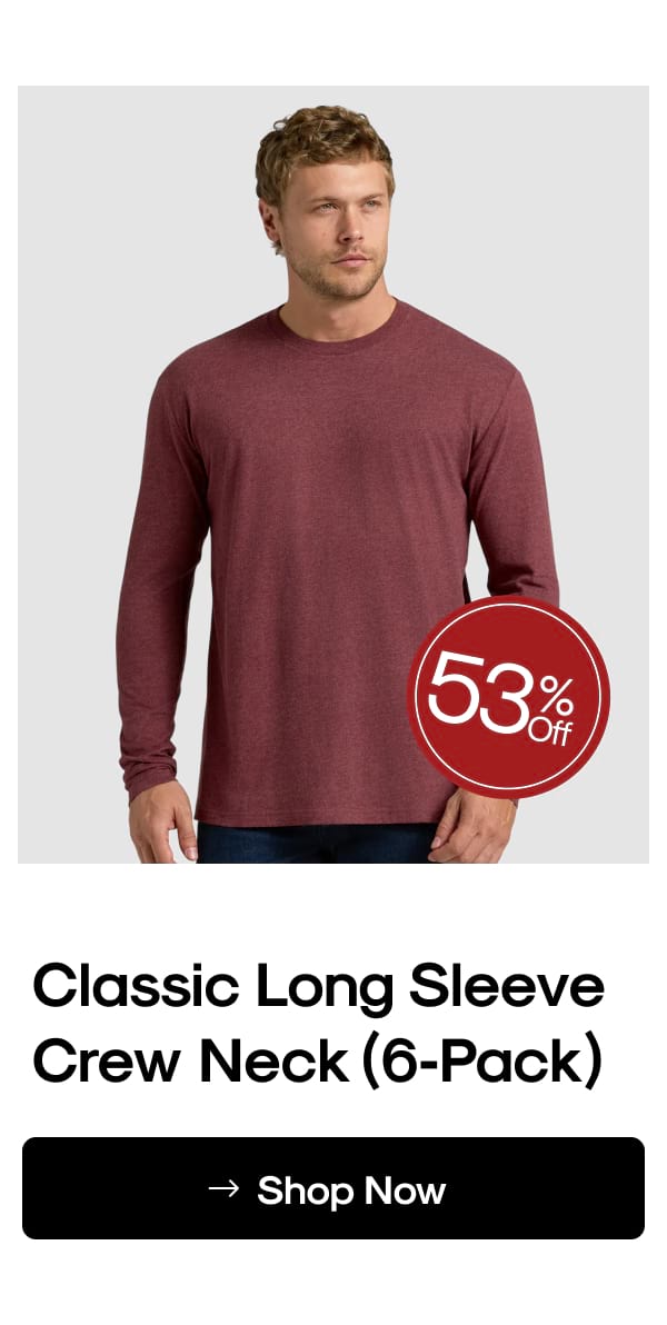 Classic Long Sleeve Crew Neck (6‑Pack)