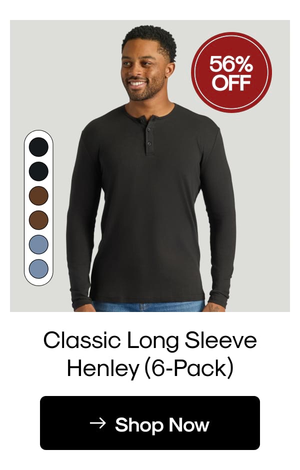 Classic Long Sleeve Henley (3‑Pack)