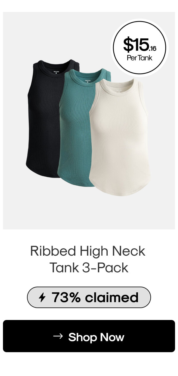 Ribbed High Neck Tank 3-Pack