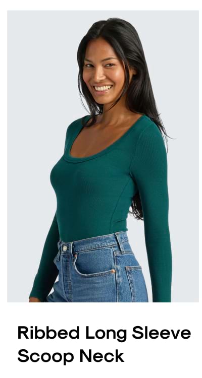 Ribbed Long Sleeve Scoop Neck