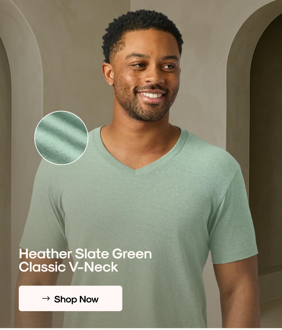 Heather Slate Green Classic V-Neck