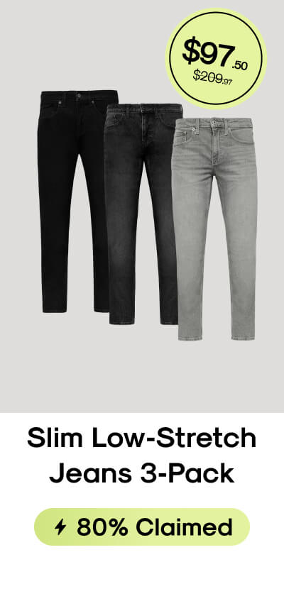 Slim Low‑Stretch Jeans 3‑Pack