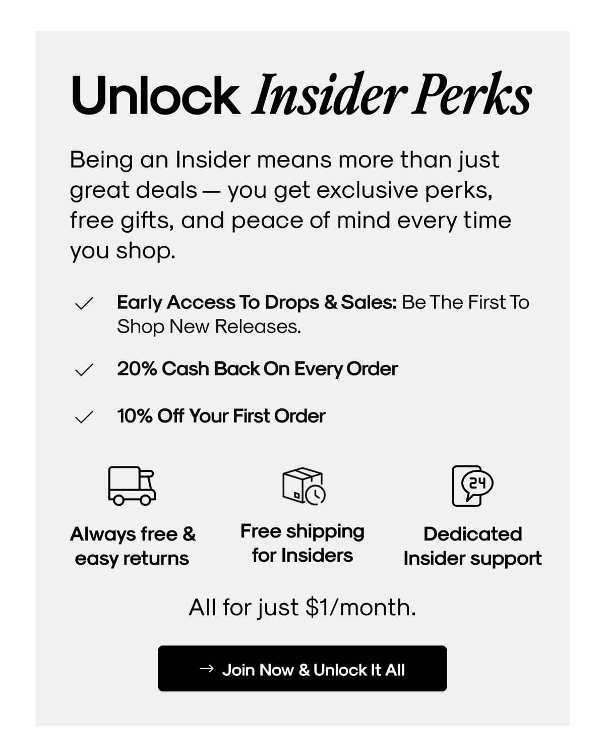 Unlock Insiders Perks