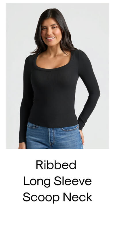 Ribbed Long Sleeve Scoop Neck
