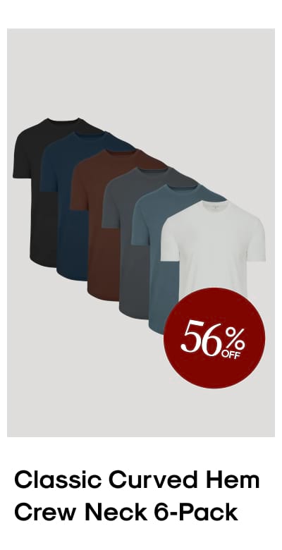 Classic Curved Hem Crew Neck 6-Pack