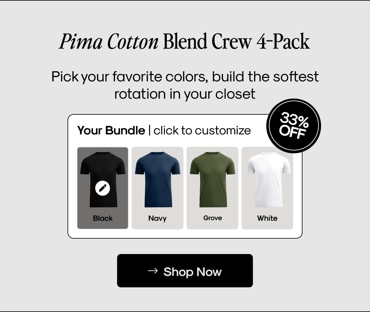 Pima Cotton Blend Crew 4-Pack