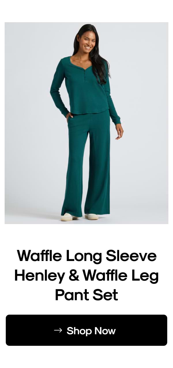Waffle Long Sleeve Henley & Waffle Leg Pant Set