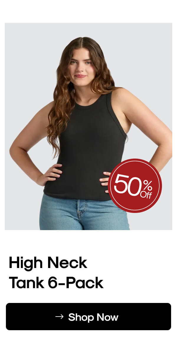 Ribbed High Neck Tank (6‑Pack)