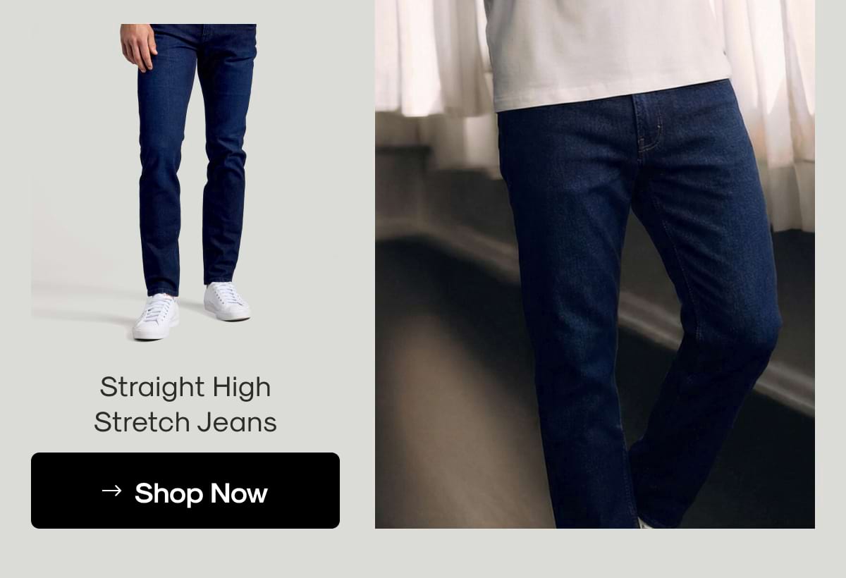 Straight High‑Stretch Jeans