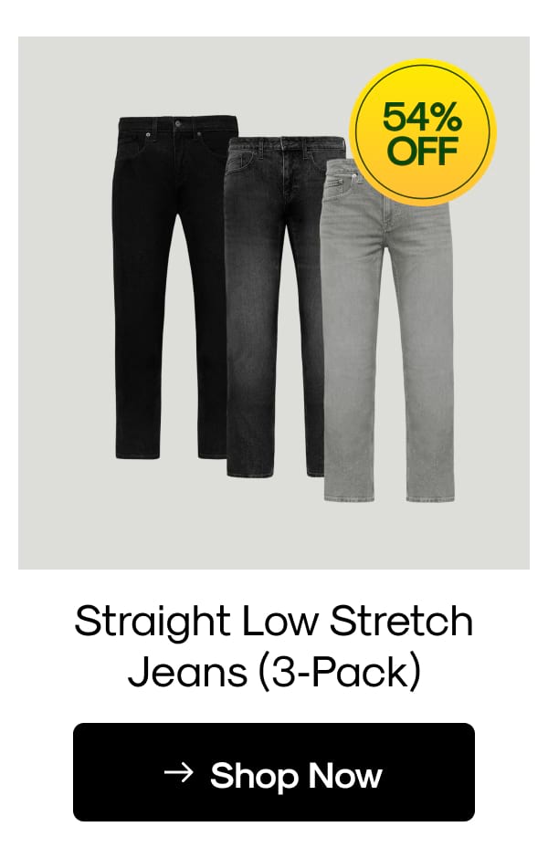 Straight Low Stretch Jeans (3‑Pack)