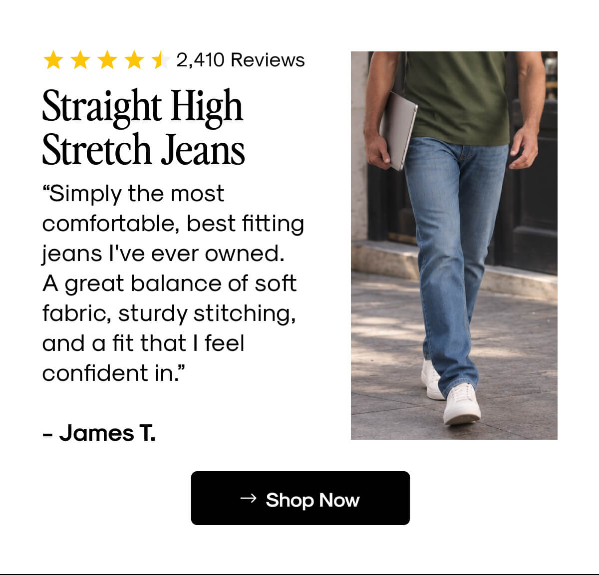 Straight High‑Stretch Jeans