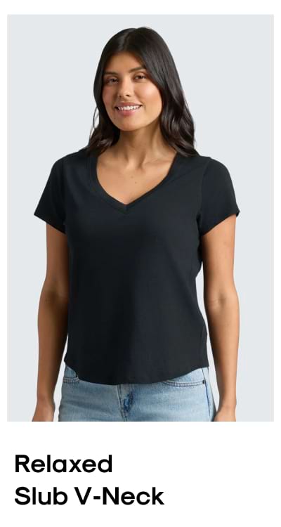 Relaxed Slub V‑Neck