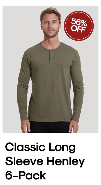 Classic Long Sleeve Henley 6-Pack
