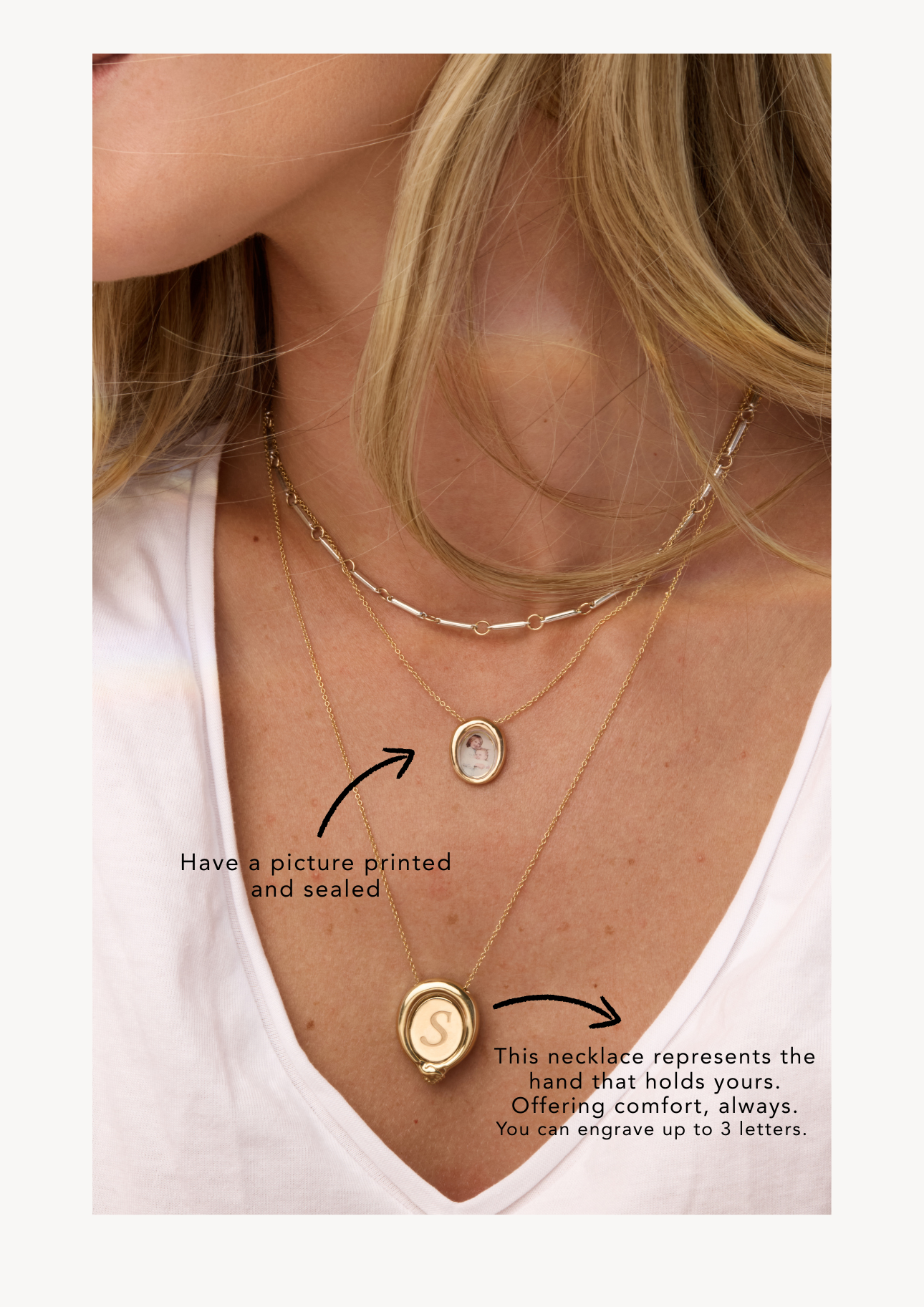 picture necklace and initial necklace