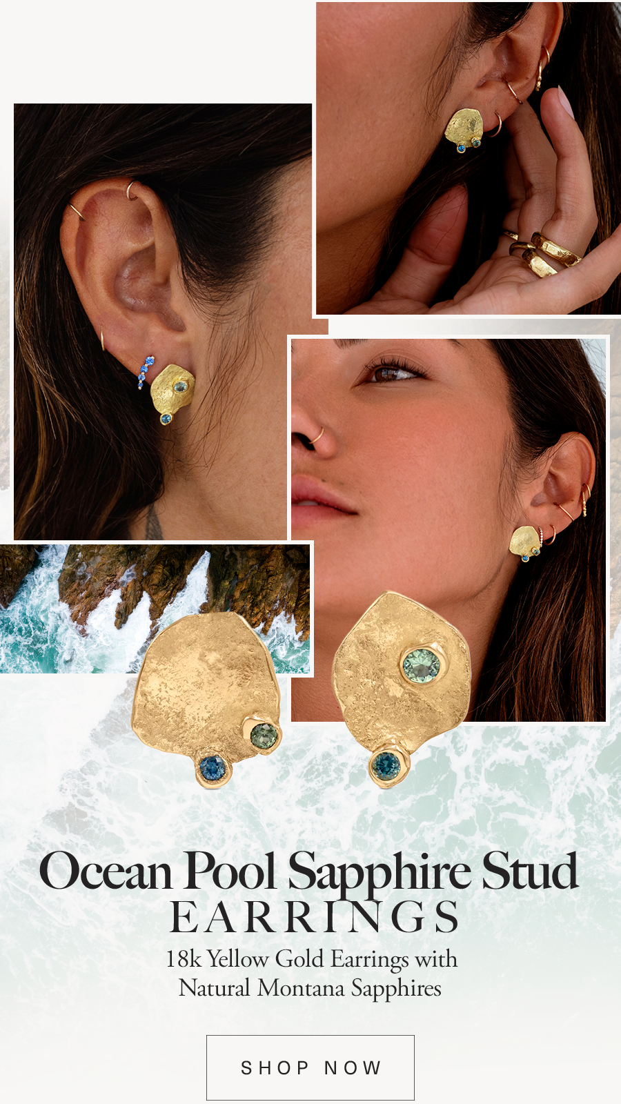 Ocean Pool Sapphire Stud Earrings