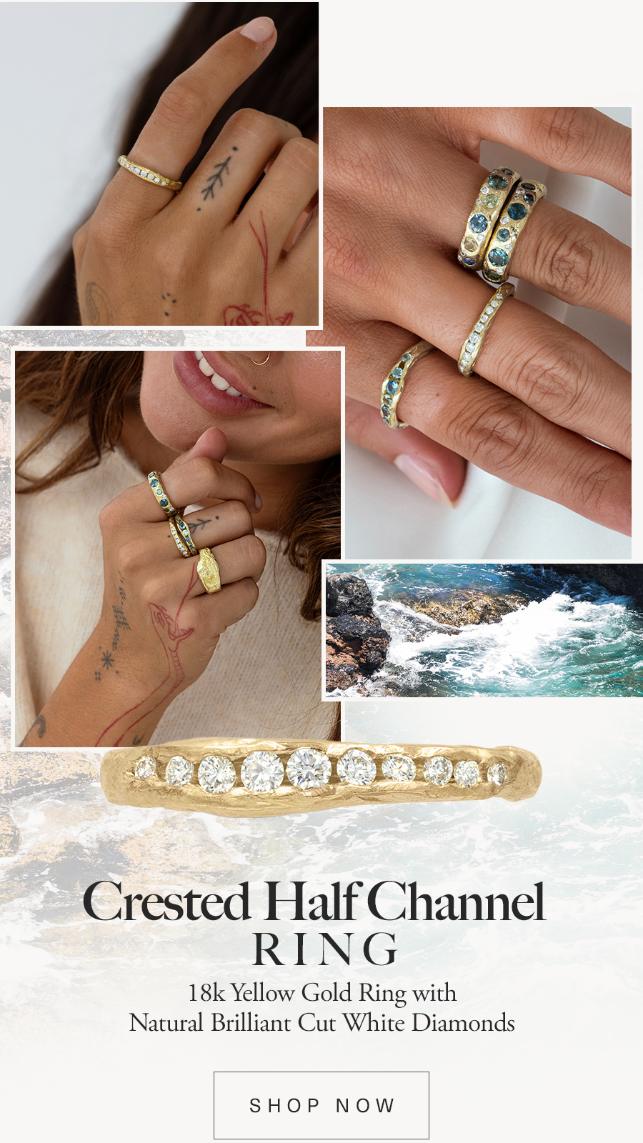 Crested Half Channel Ring