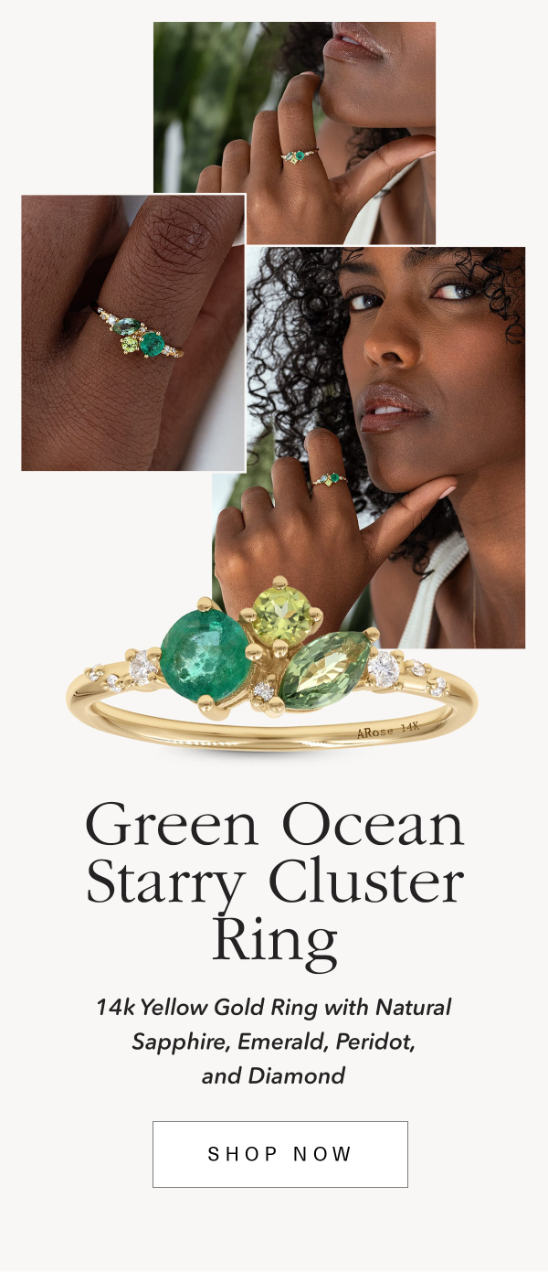 Green Ocean Starry Cluster Ring