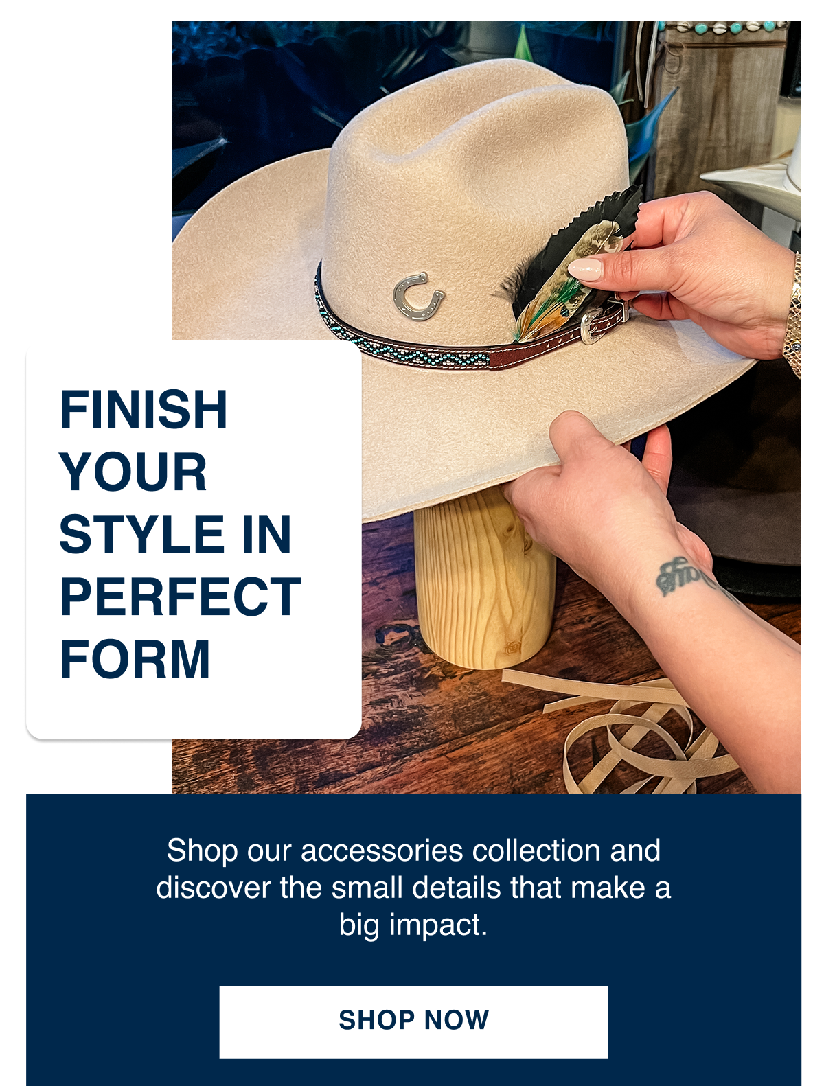 Shop our collection of hat accessories to personalize and enhance your headwear. Find everything from bands, feathers, and pins to elevate your hat's style.