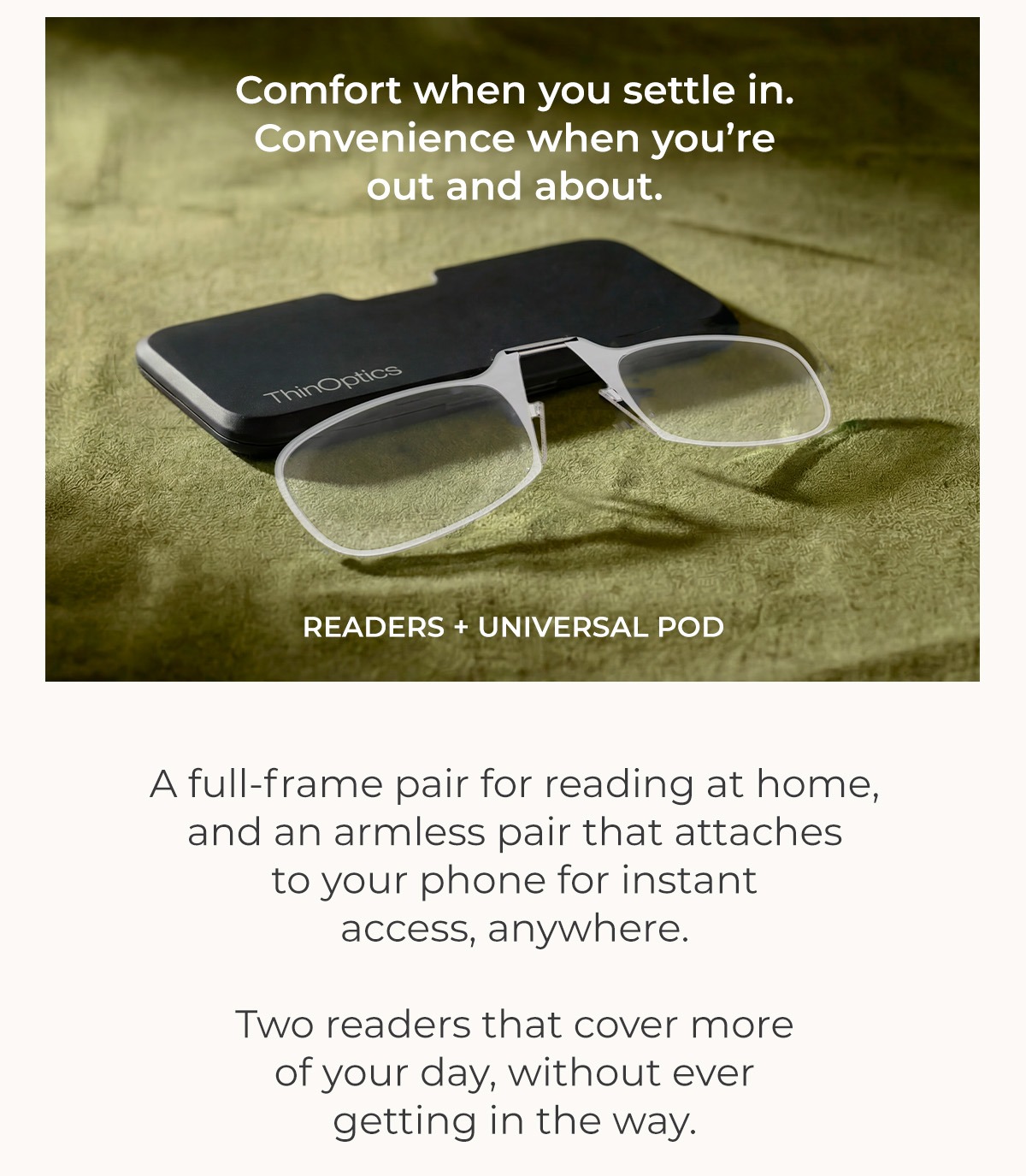 Why Stop at 1? BOGO 50% Off Sitewide, an image of armless readers on green felt